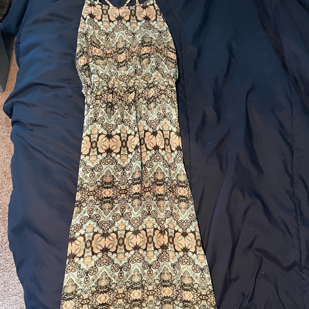 Patterned Lightweight Maxi Dress Sheer Spaghetti Strap